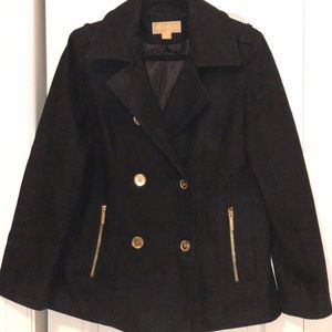 Michael Kors black wool pea coat